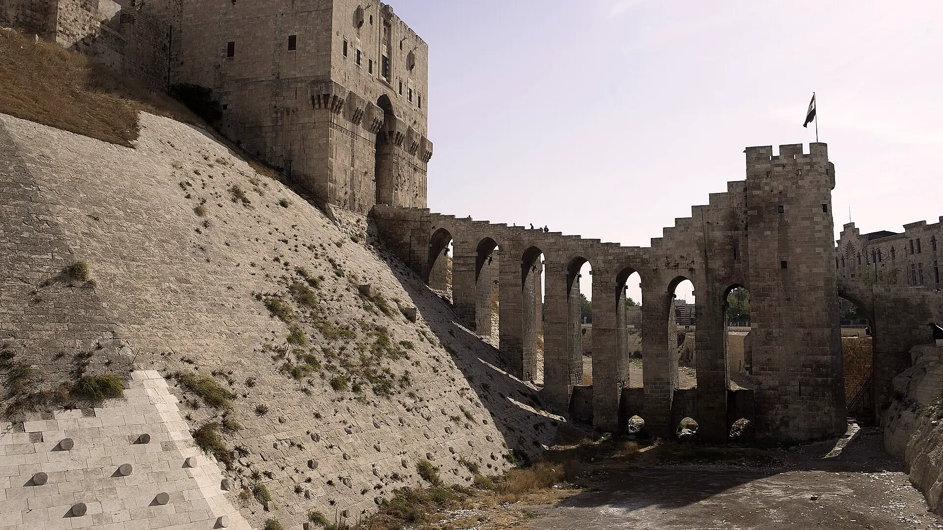 The moat and the glacis below the walls