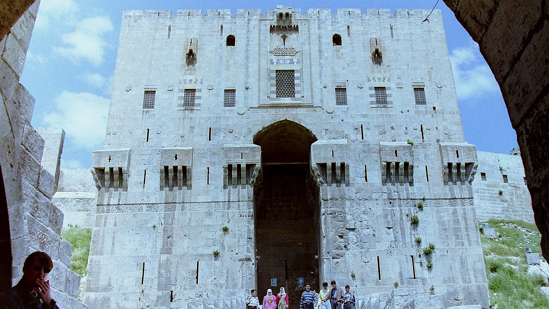 The outer gate at the foot of the bridge