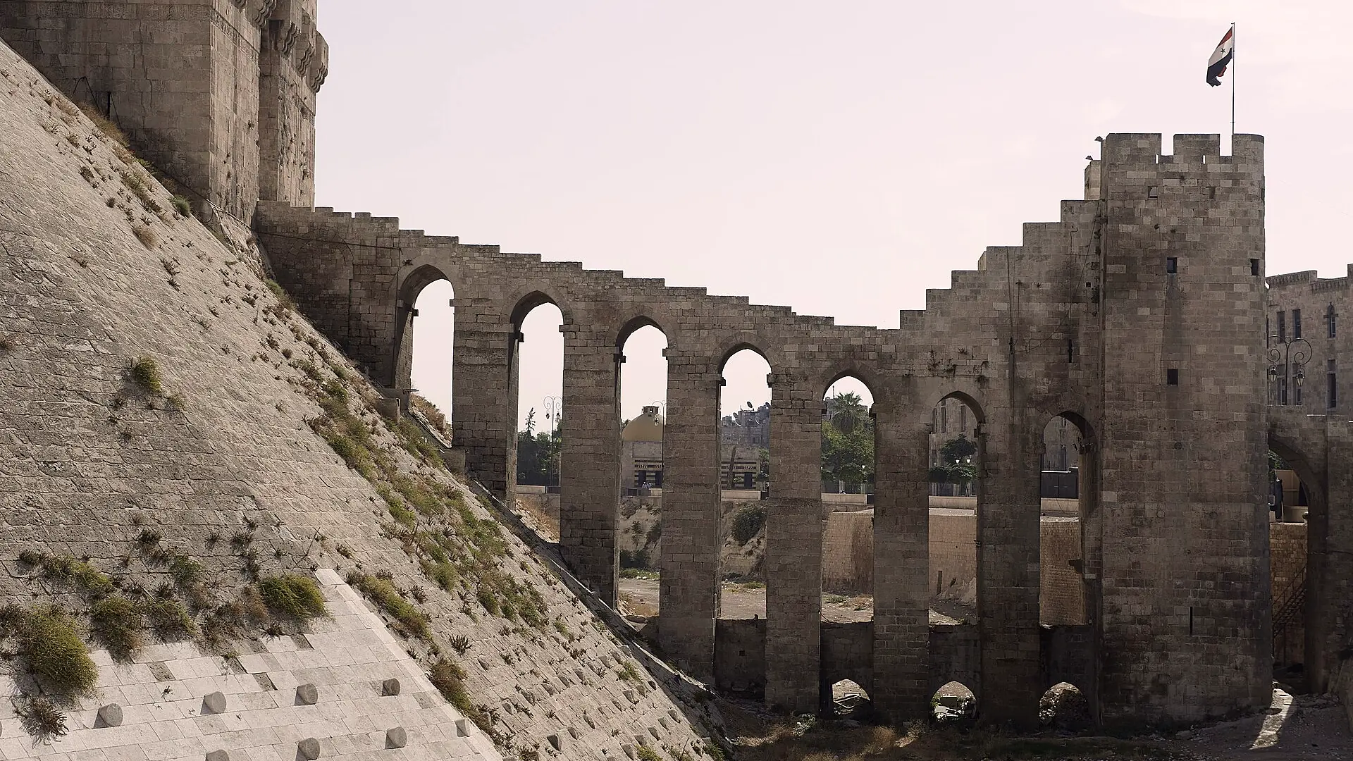 The bridge arcade and the advance tower in the moat